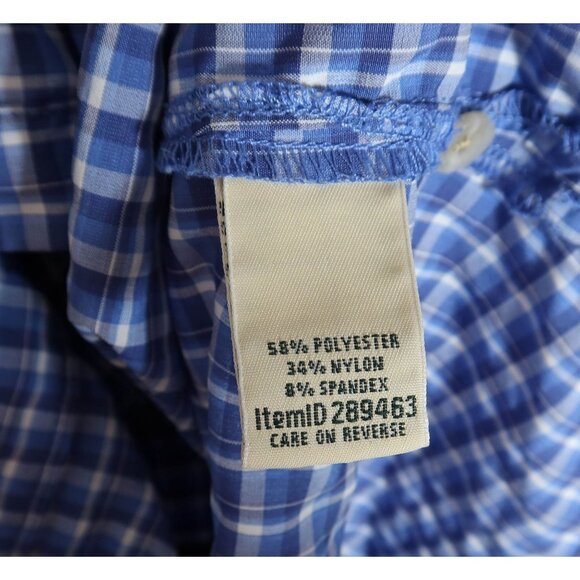 LL BEAN Vented Outdoor Button Up Roll Sleeve Top XL Blue Plaid Fishing Hiking - Picture 9 of 9